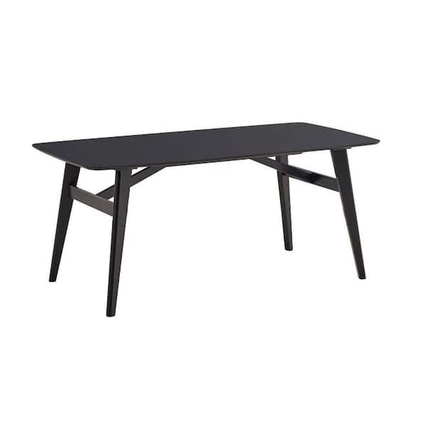 Benjara 71 in. Black Wood Top 4 Legs Dining Table (Seat of 8)