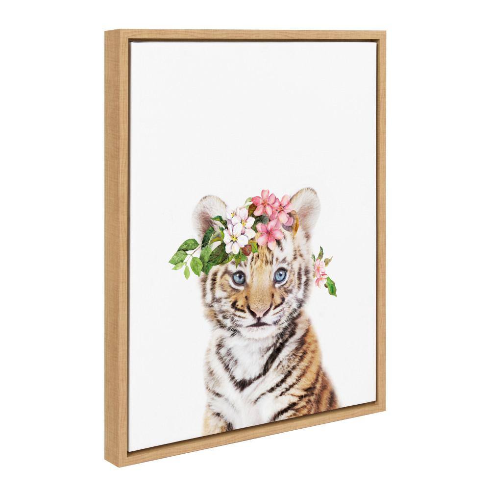 Sylvie Flower Crown Tiger Cub Framed Canvas by Amy Peterson Art Studio (Set of 1) Animal Art Print 18.00 in. x 24.00 in. price history on PriceWatchPro