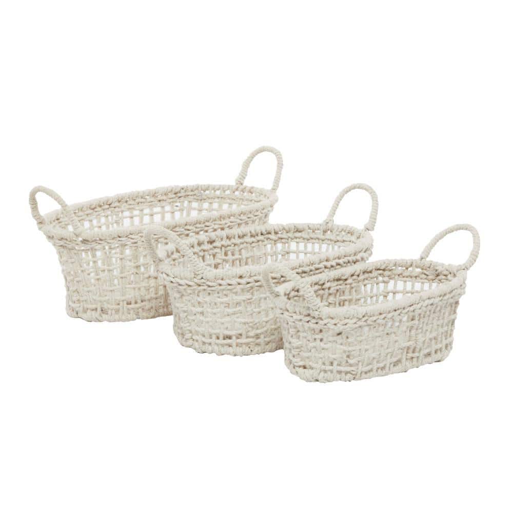 Litton Lane Cotton Modern Storage Basket 21 in. x 10 in. x 9 (Set of 3) 040253 - The Home Depot