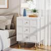 BYBLIGHT Fenley White Gold 3-Drawer Nightstand