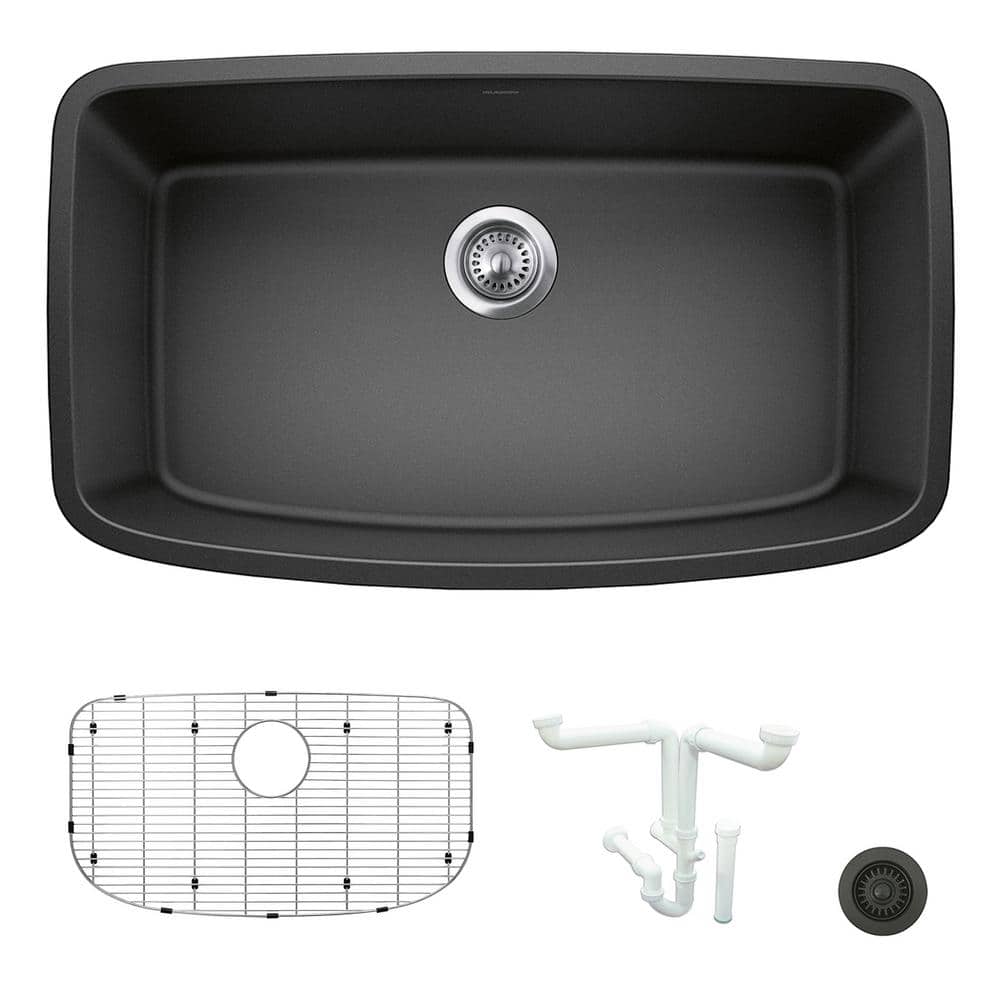 Valea 32 in. Undermount Single Bowl Anthracite Granite Composite Kitchen Si