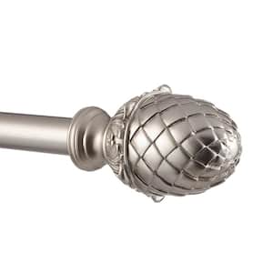 Acorn 36 in. - 72 in. Adjustable 1 in. Single Curtain Rod Kit in Matte Silver with Finial