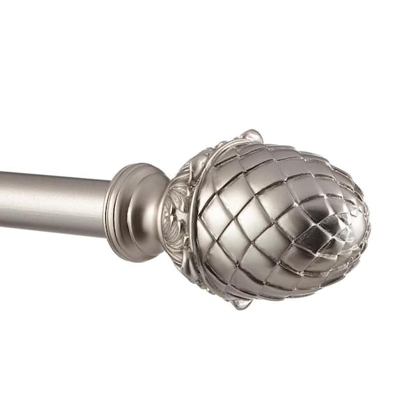 EXCLUSIVE HOME Acorn 36 in. - 72 in. Adjustable 1 in. Single Curtain Rod Kit in Matte Silver with Finial