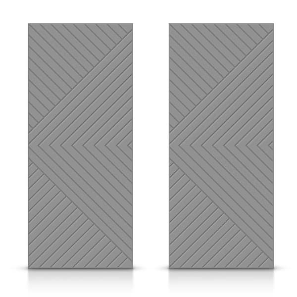 CALHOME 60 in. x 96 in. Hollow Core Light Gray Stained Composite MDF Interior Double Closet Sliding Doors