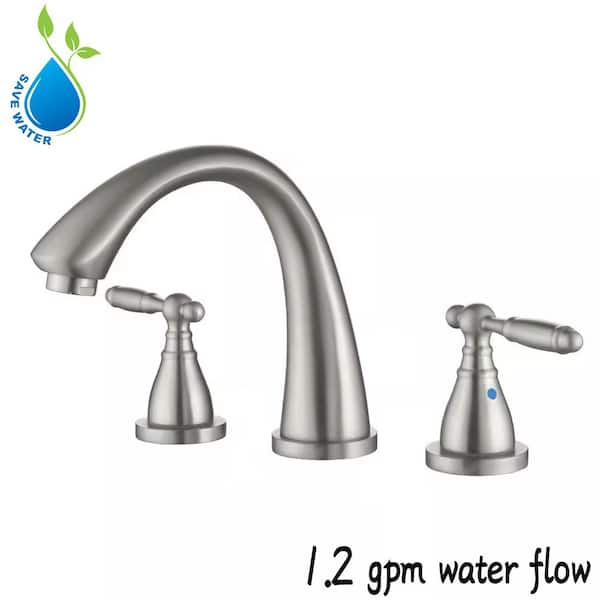 UKISHIRO Dowell 8 in. Widespread 2-Handle Mid-Arc Bathroom Faucet with Valve and cUPC Water Supply Lines in Brushed Nickel