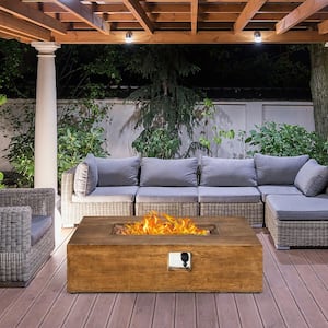 Brown Rectangular Stainless Steel Fire Pit Table