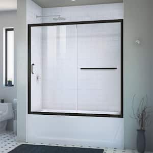 Infinity Z 56 60 in. W x 58 in. H Sliding Semi Frameless Tub Door in Matte Black Finish with Clear Glass