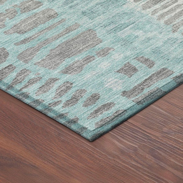 Chantille Machine Washable Indoor/Outdoor Abstract ACN2382 Teal 2 ft. x 3 ft. Accent Rug