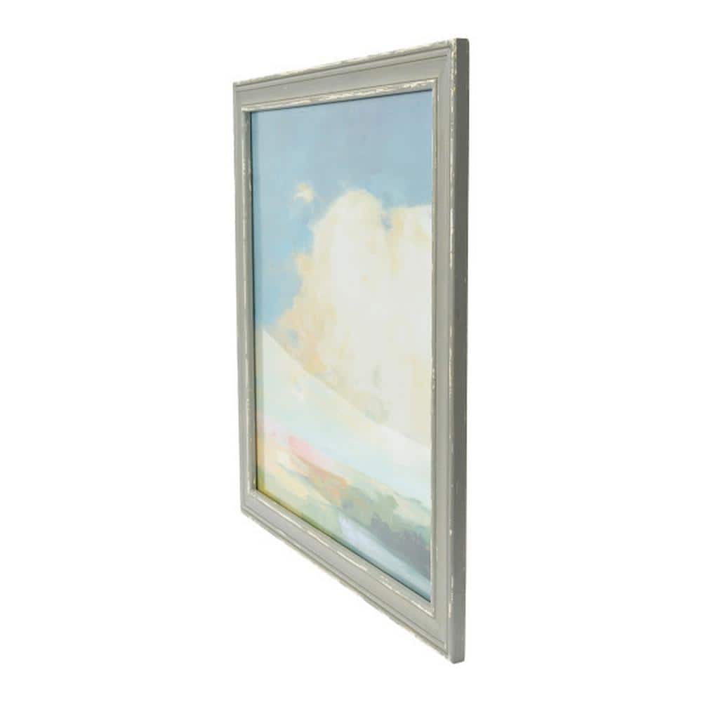 24" Square Multicolored Abstract Landscape Canvas Print with Gray Frame