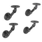 1/2 in. Black Pipe 5.75 in. W x 5.75 in. H Wall Mounted Double Flange Angled Shelf Bracket Kit (4-Pack)