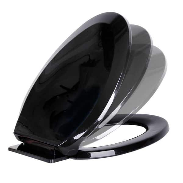 RENOVATORS SUPPLY MANUFACTURING Ergonomic Design Easy Close Plastic Elongated Closed Front Toilet Seat in Black
