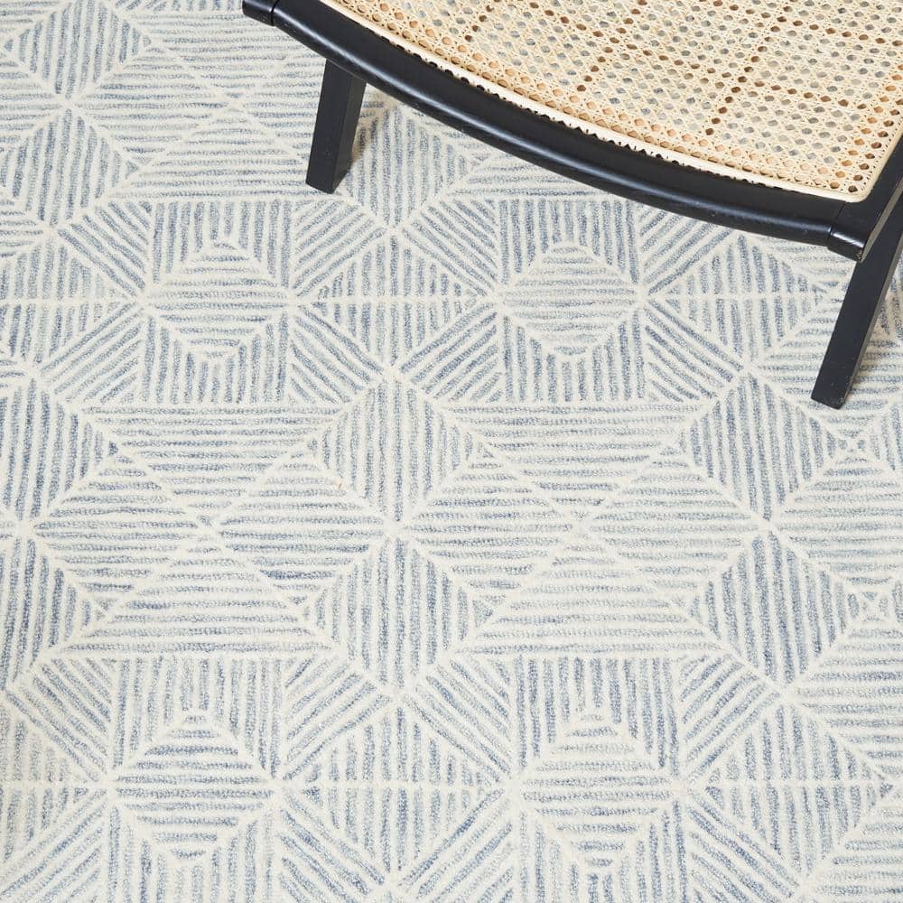 Handmade Abstract Grey/Ivory Wool Area Rug 5' x 8'