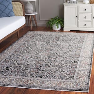 Artifact Charcoal/Gray 4 ft. x 4 ft. Border Floral Ornate Square Area Rug