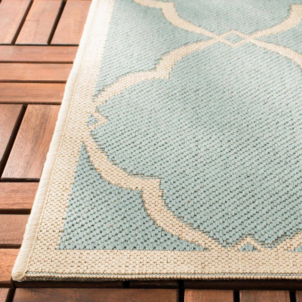 Aqua and Cream Geometric Indoor/Outdoor Area Rug