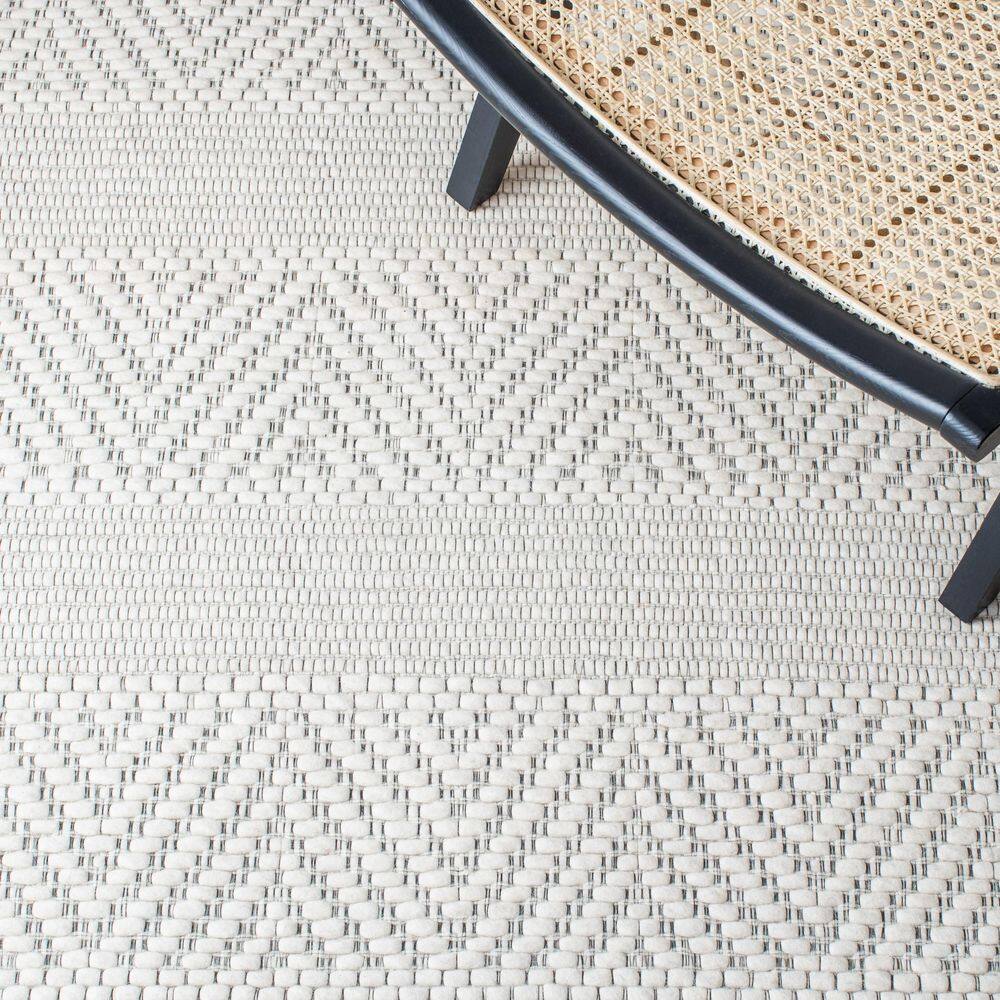 Ivory Flat Woven Square Wool and Synthetic Area Rug