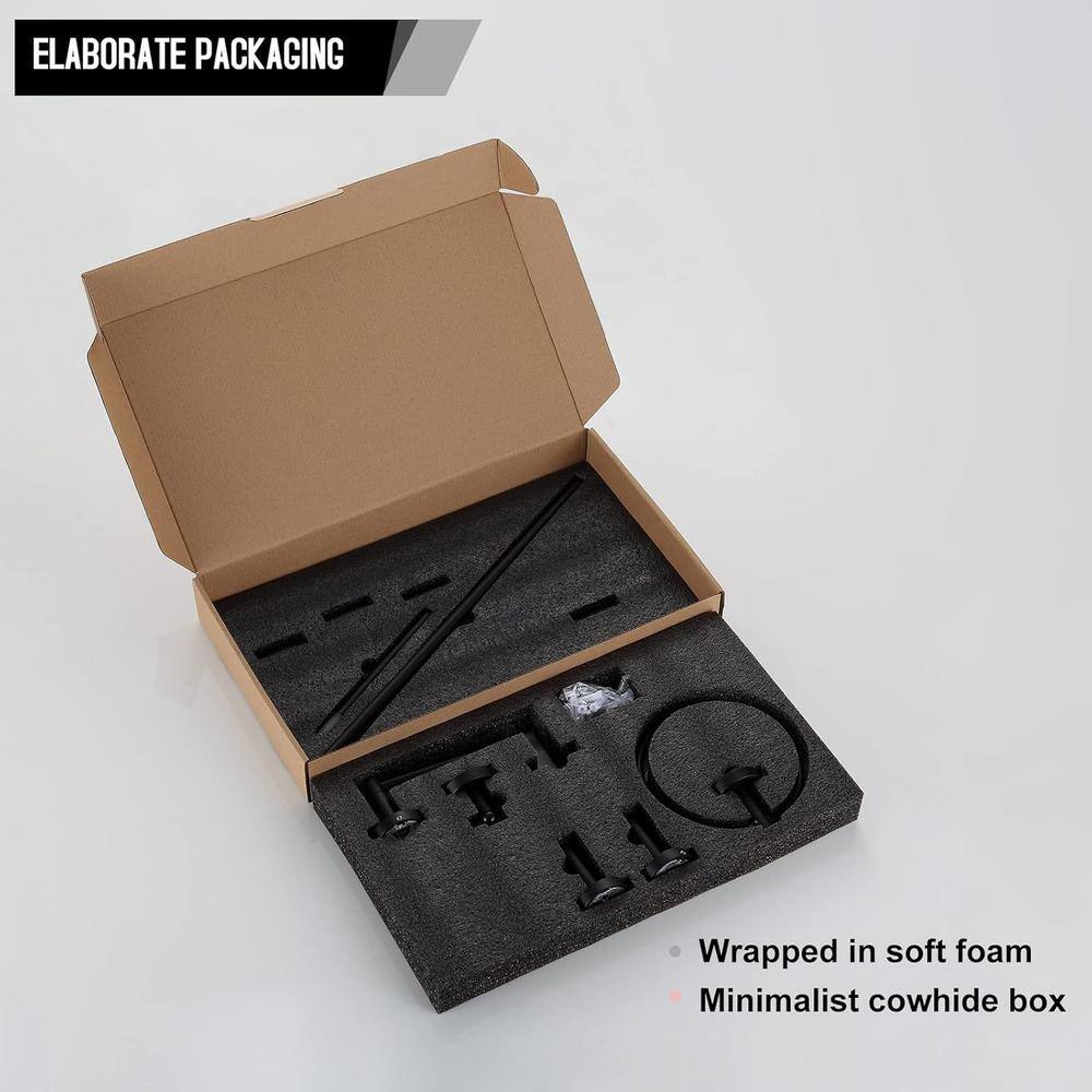 Matte Black 24-Inch Metal Bathroom Hardware Set, 4-Piece