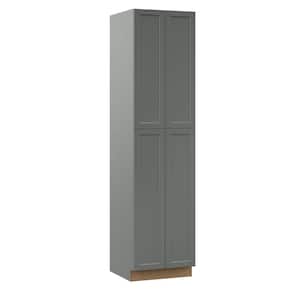Designer Series Melvern Storm Gray Shaker Assembled Pantry Kitchen Cabinet (24 in. x 96 in. x 23.75 in.)
