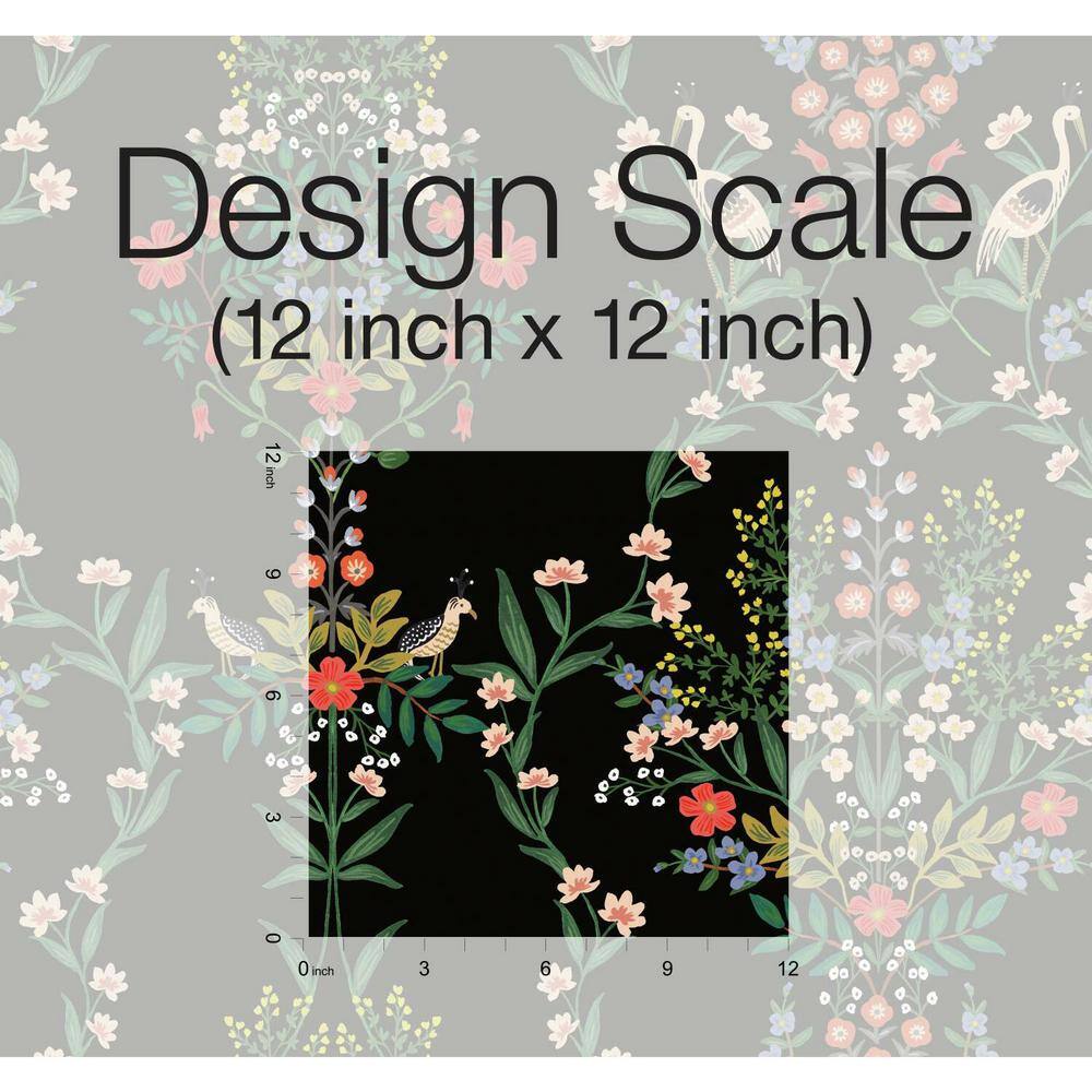 Luxembourg Black Floral Peel and Stick Wallpaper Roll