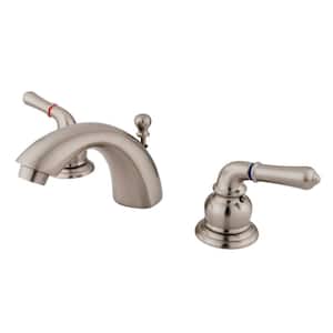 Mini-Widespread 4 in. Centerset 2-Handle Bathroom Faucet with Brass Pop-Up in Brushed Nickel