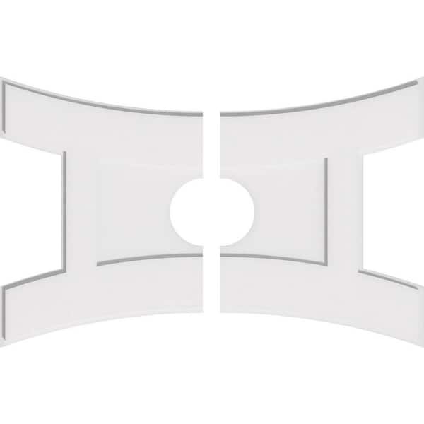 Ekena Millwork 36 in. W x 24 in. H x 6 in. ID x 1 in. P Haven Architectural Grade PVC Contemporary Ceiling Medallion (2-Piece)