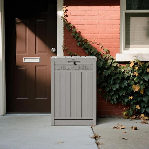 Ama pear Gray 48 Gal. Waterproof Lockable Resin Package Delivery