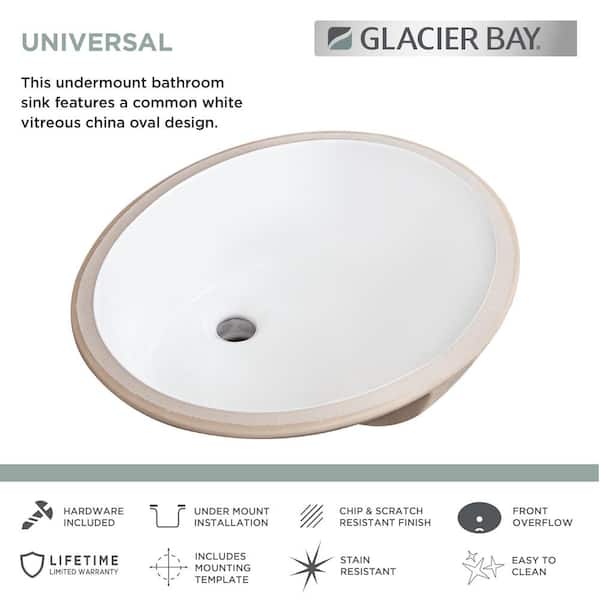 Glacier Bay 19 in. Undermount Oval Vitreous China Bathroom Sink in