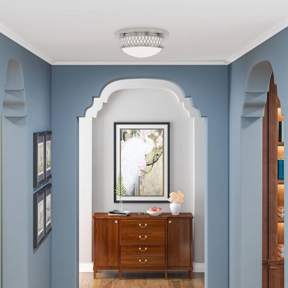 Westfield Brushed Nickel 2-Light Flush Mount with Satin Glass