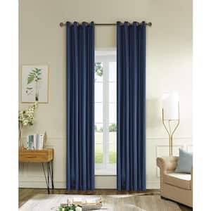 Navy Blue Thermal Grommet Blackout Curtain - 45 in. W x 120 in. L