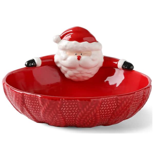 Wudkey 1 Piece Santa Fruit Bowls, Christmas Ceramic Serving Bowl