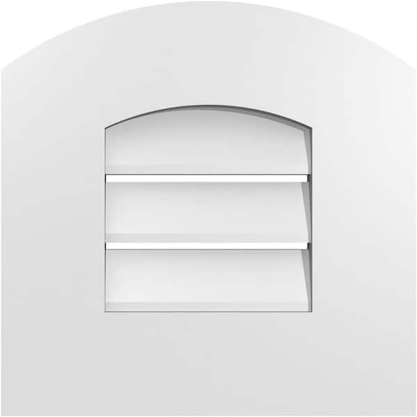 Ekena Millwork 12 in. x 42 in. Arch Top Surface Mount PVC Gable Vent: Decorative with Standard Frame