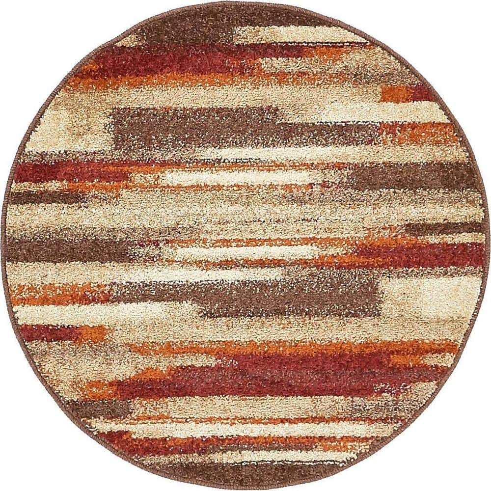 Unique Loom Autumn Wheat Multi 3' 3 x 3' 3 Round Rug 3138113 The Home