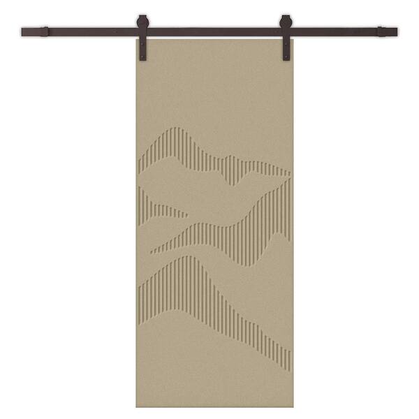 CALHOME 30 in. x 84 in. Unfinished Composite MDF Paneled Interior Sliding Barn Door with Hardware Kit