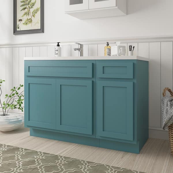 Vanity Art 54 in. W x 21 in. D x 32.5 in. H Bath Vanity Cabinet without Top in Sea Green