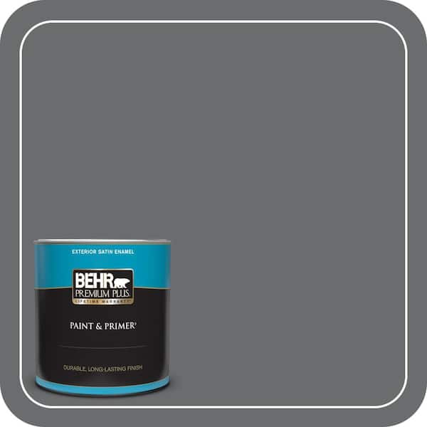 BEHR PREMIUM PLUS 1 qt. #770F-5 Dark Ash Satin Enamel Exterior Paint & Primer