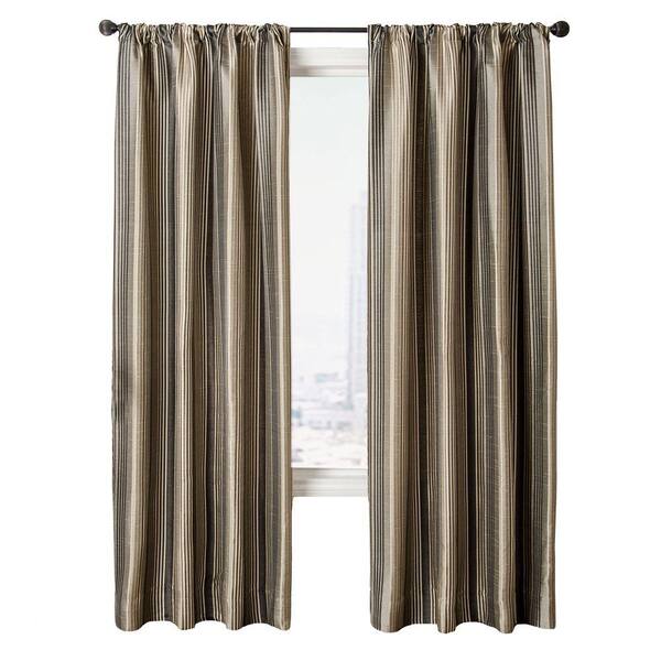 null Sheer Pewter Cavalli Stripe Rod Pocket Curtain - 54 in.W x 84 in. L