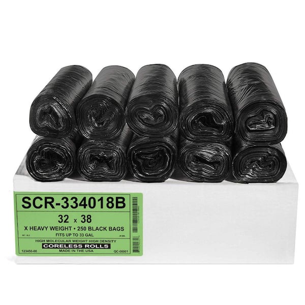 Aluf Plastics 30-33 gal. Trash Bags Source Reduction Series Value High Density 18-Micron (Equiv) (Pack of 250) 32 in. x 38 in.