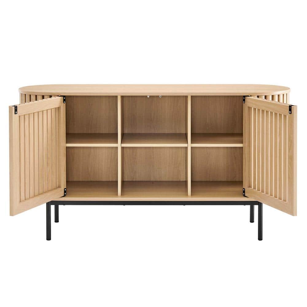 Fortitude 59'' Oak Oval Sideboard with Metal Legs