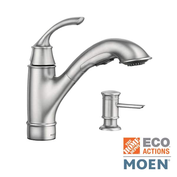 MOEN Marietta Single-Handle Pull-Out Sprayer Kitchen Faucet in Spot Resist Stainless