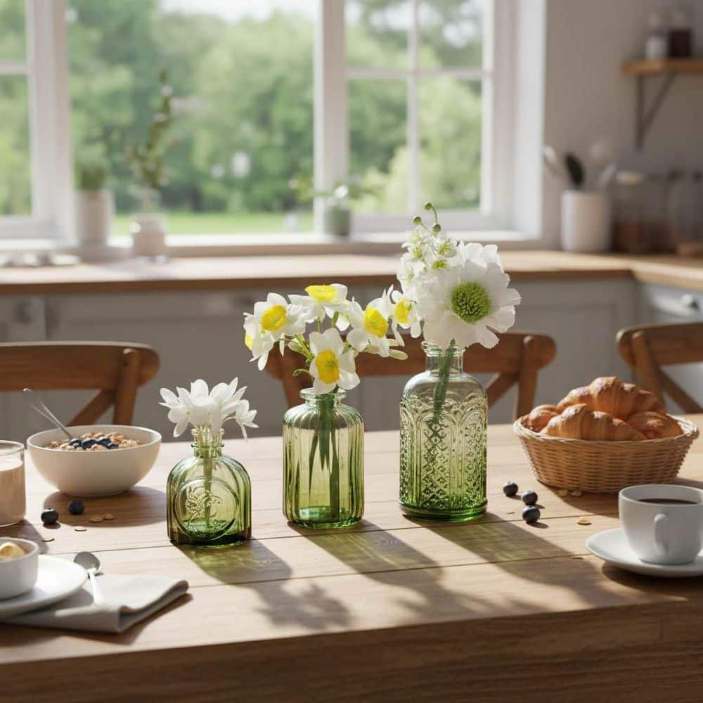 3.15 in. Green Glass Decorative Vase, (Set of 18) YABKGZ