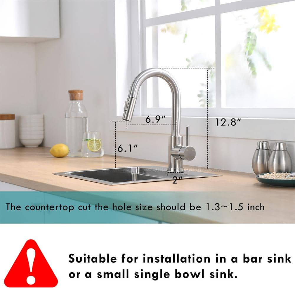 Brushed Nickel Stainless Steel Pull-Down Kitchen Faucet