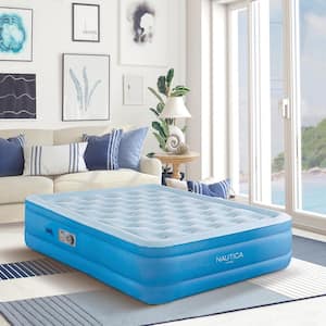Home Cool Comfort Air Mattress with Built in Pump Cooling Pillowtop with Puncture Resistance Vinyl, 18" Queen