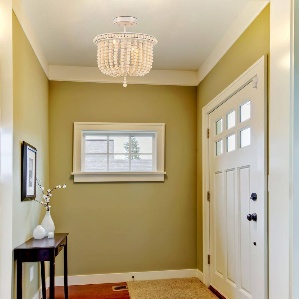 White and Gold Modern Vanity Flush Mount Light
