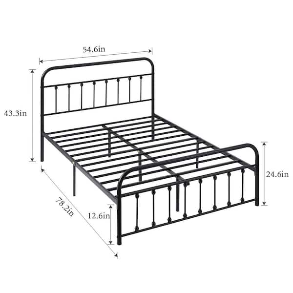 VECELO Full Size Bed Frame w/ Headboard, Heavy Duty Platform