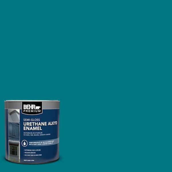 BEHR PREMIUM 1 qt. #P470-7 The Real Teal Semi-Gloss Enamel Urethane Alkyd Interior/Exterior Paint