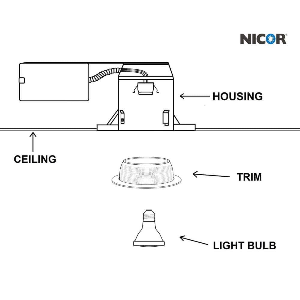 6-Inch Black and White Steel Baffle Recessed Trim