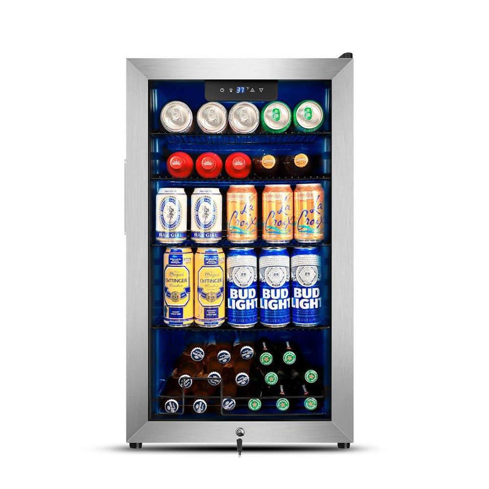 17.51 in. Silver Single Zone Freestanding 130-Cans Stainless Steel Beverage Cooler with Low-E Glass Door, Safety Lock price history on PriceWatchPro