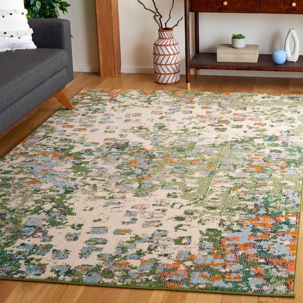 Monaco 7 ft. x 9 ft. Sage/Rust Abstract Patchy Area Rug