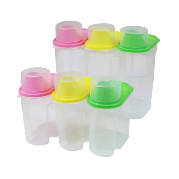 0.3 Gallon Food Storage Bin Container with Lid in Green, Pink and Yellow, 6 Pack - for Better Kitchen Organization