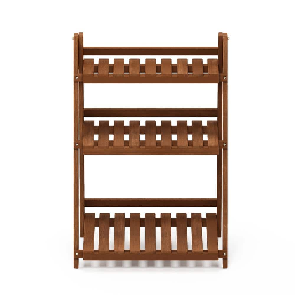 Furinno 33.5 in. Natural Wood 3-shelf Ladder Bookcase with Open