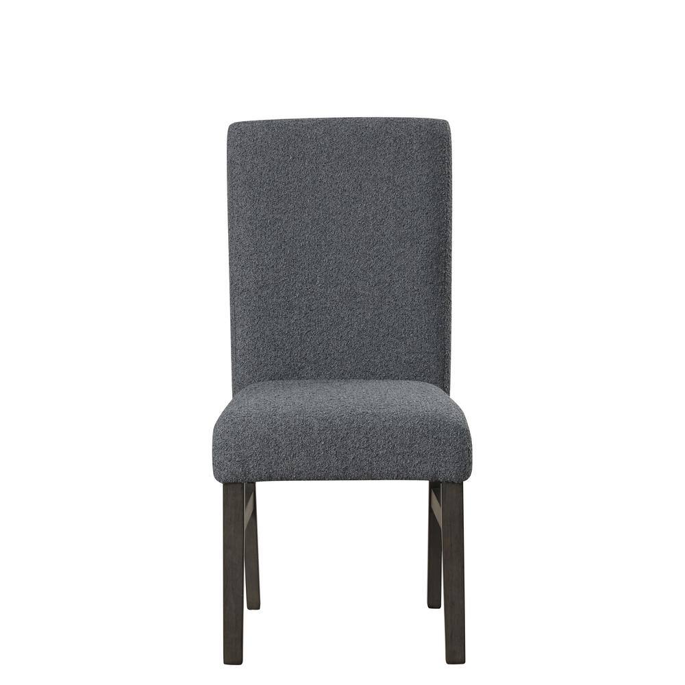 High Back Dark Gray Upholstered Wood Side Chairs, Set of 2